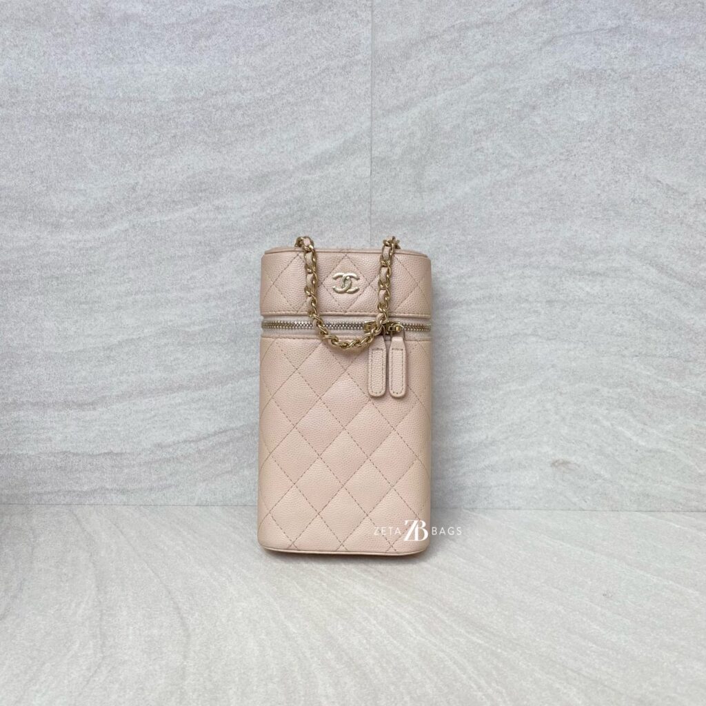 Chanel Vanity Phone Holder Caviar Beige GHW