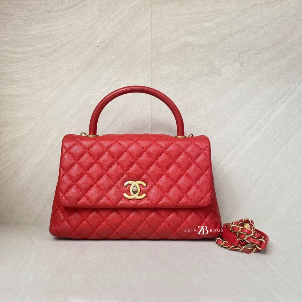 Chanel Coco Handle Medium Caviar Red GHW