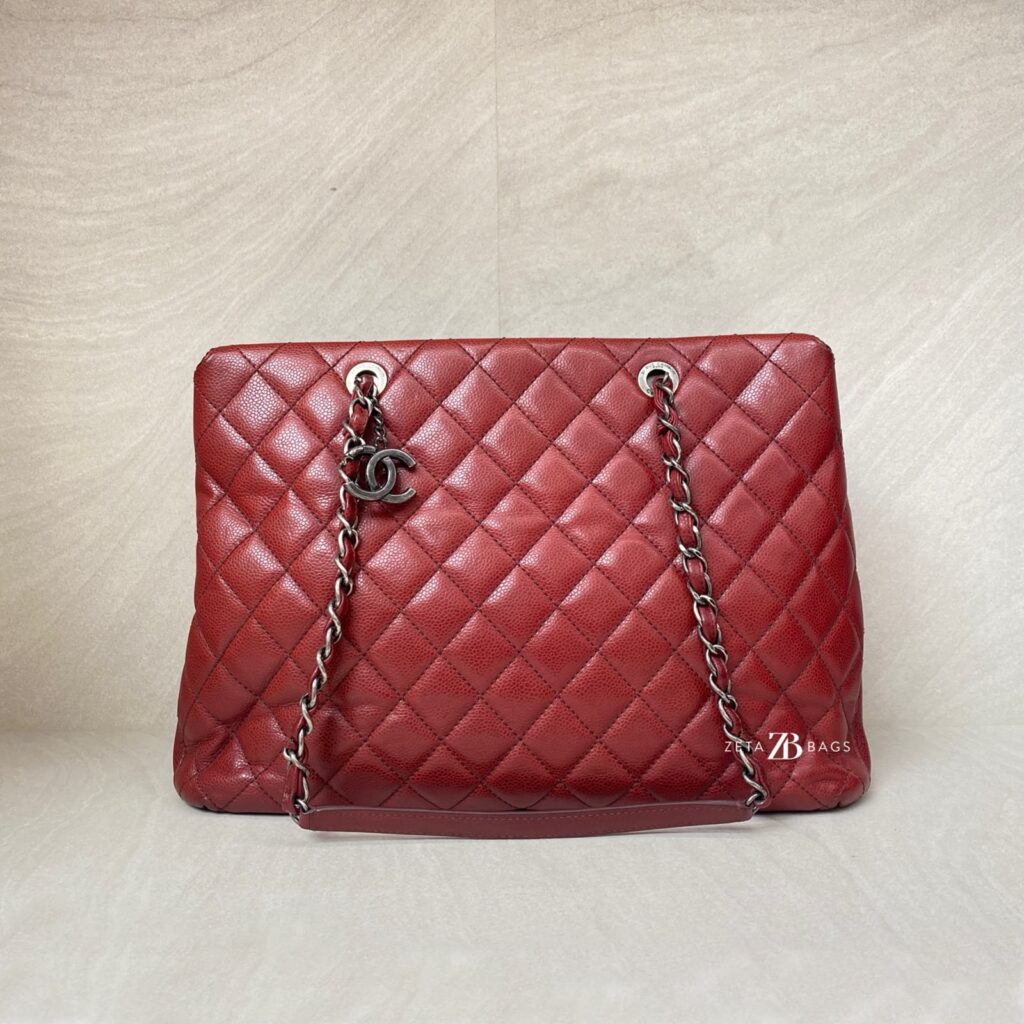 Chanel Shopping Tote Caviar Dark Red RHW