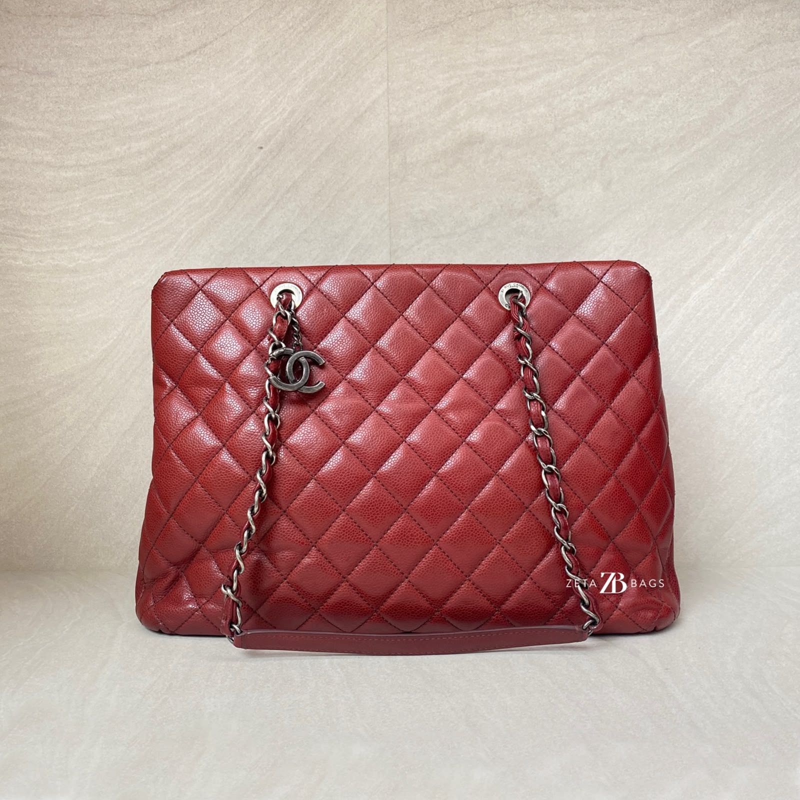 Chanel Shopping Tote Caviar Dark Red RHW