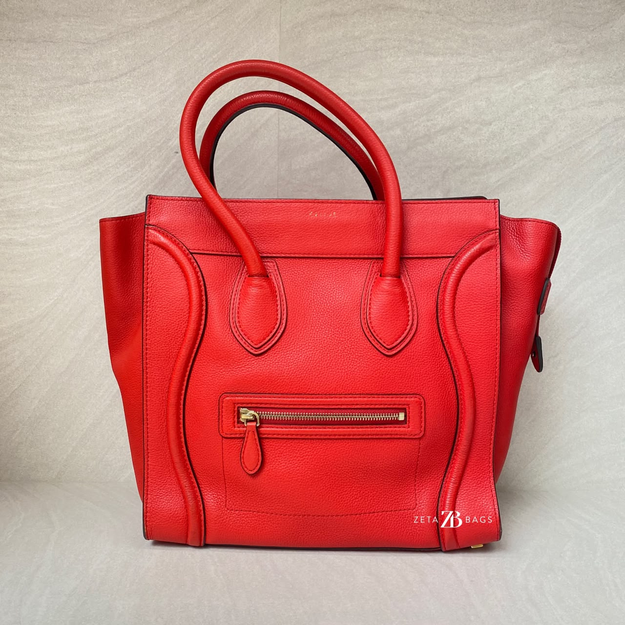 Celine Mini Luggage Grained Red Coquelicot GHW