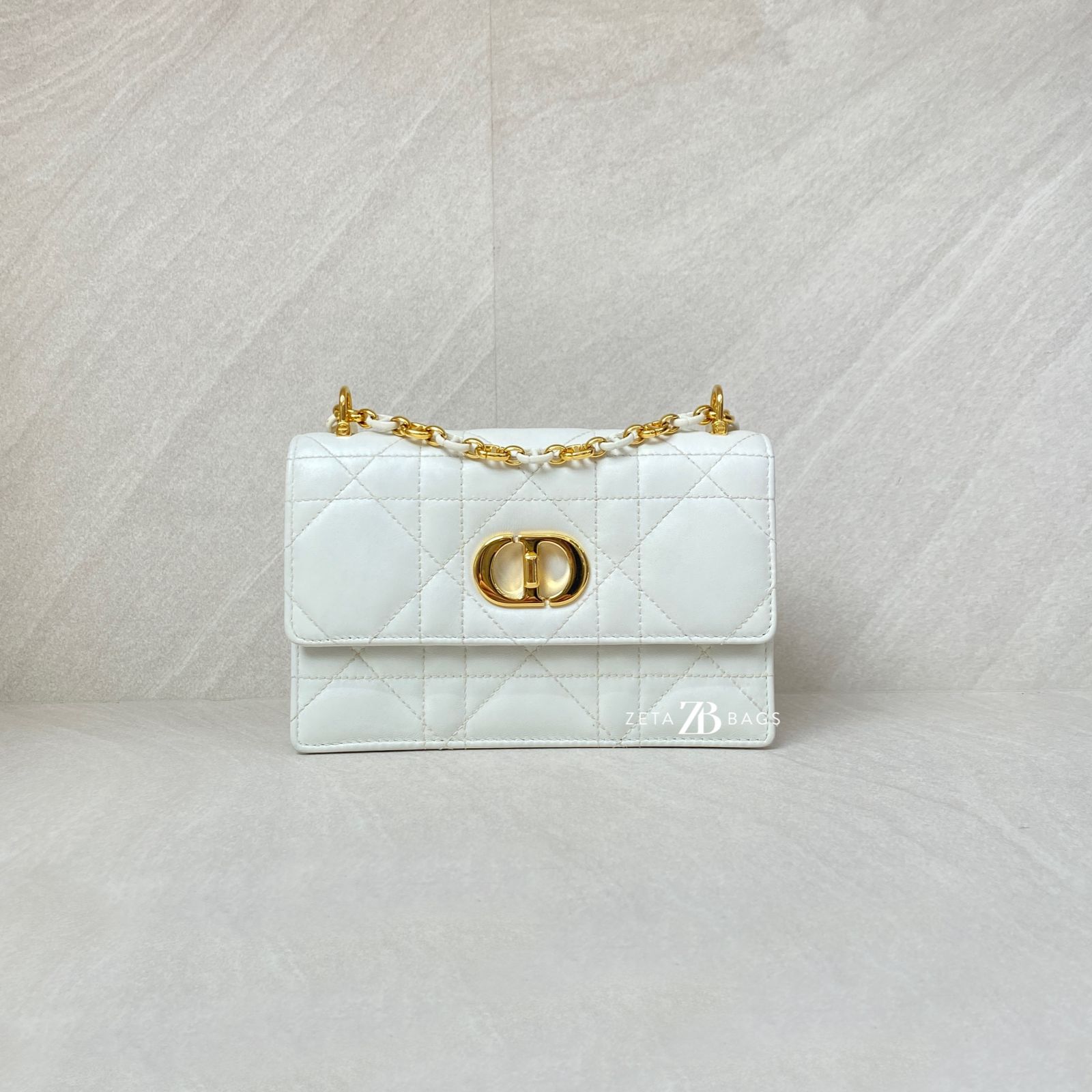 Dior Mini Miss Caro Lambskin White GHW