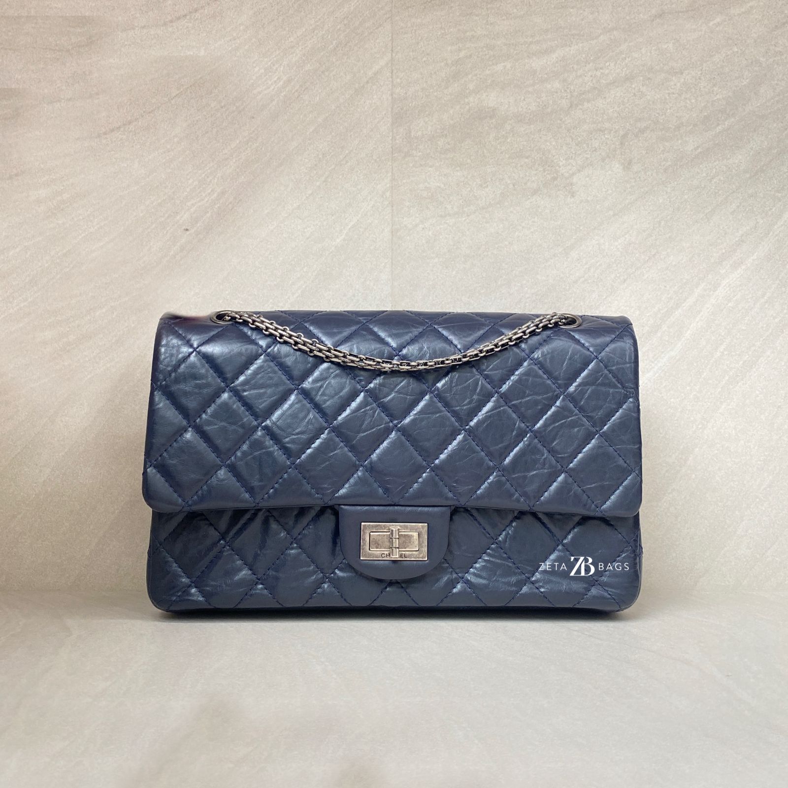 Chanel 2,55 Reissue Flap 227 Calfskin Blue RHW