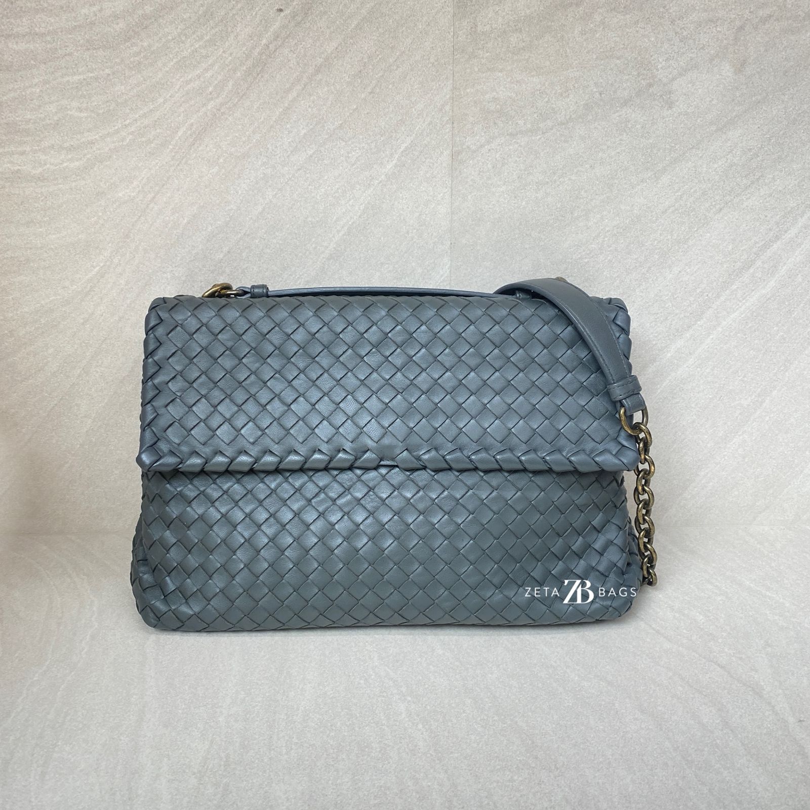 Bottega Veneta Olimpia Medium Grey GHW