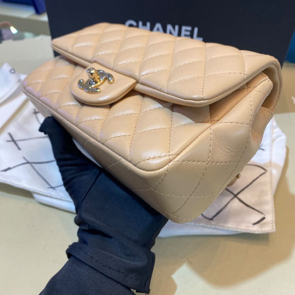 Chanel Mini Rectangle Beige Lambskin GHW