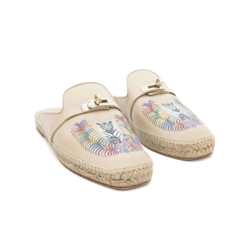Hermes Feria Espadrilles White Eraser/Multicolor PHW