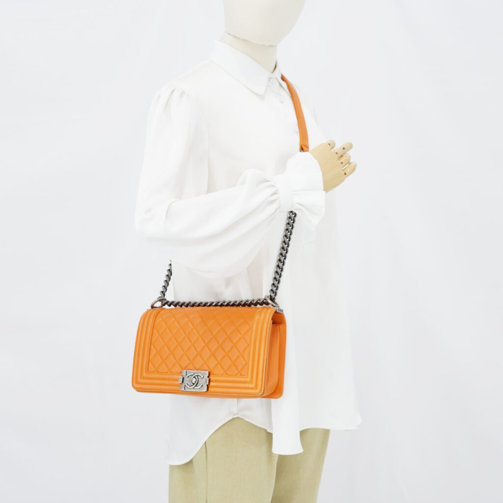 Chanel Boy 25 Lambskin Orange RHW