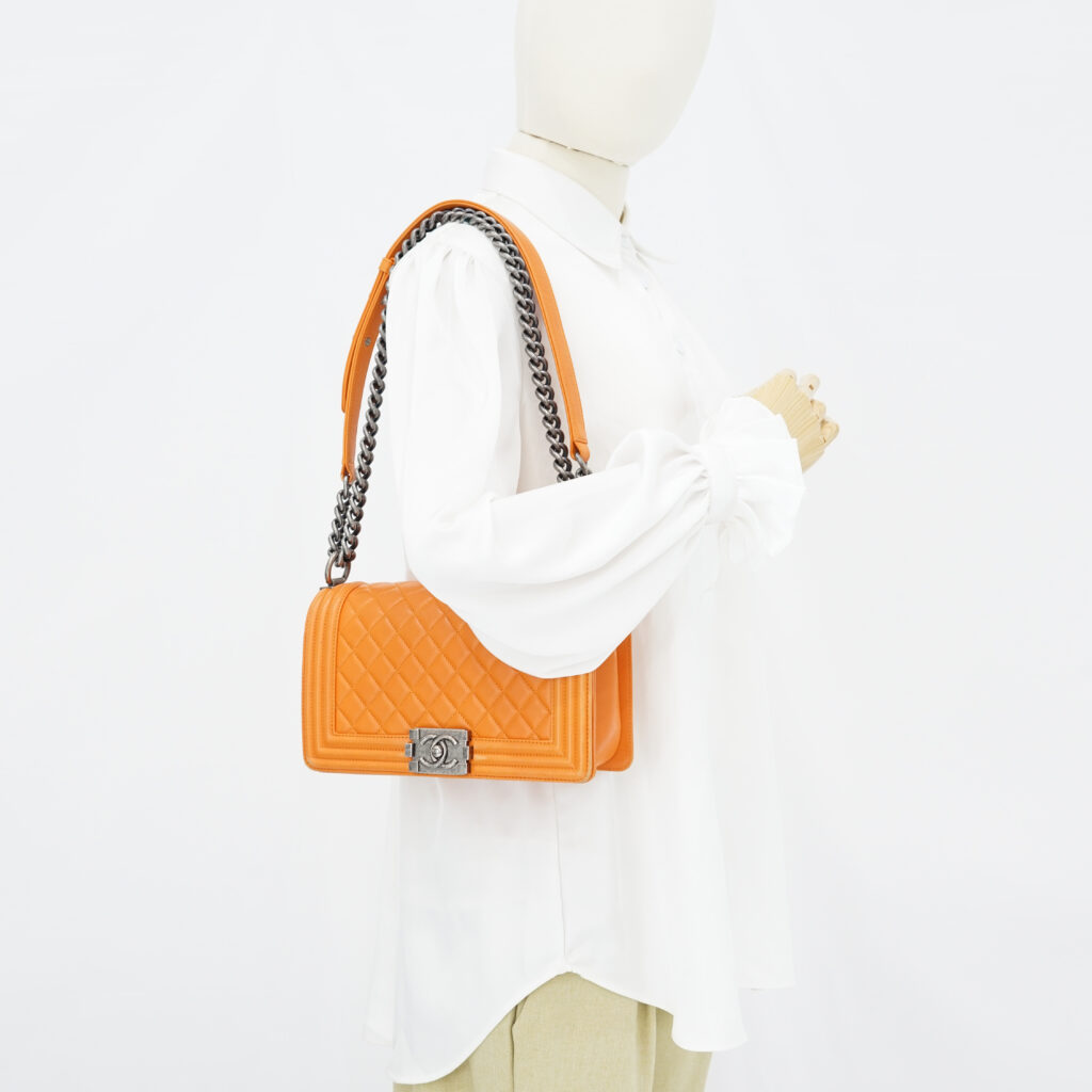 Chanel Boy 25 Lambskin Orange RHW