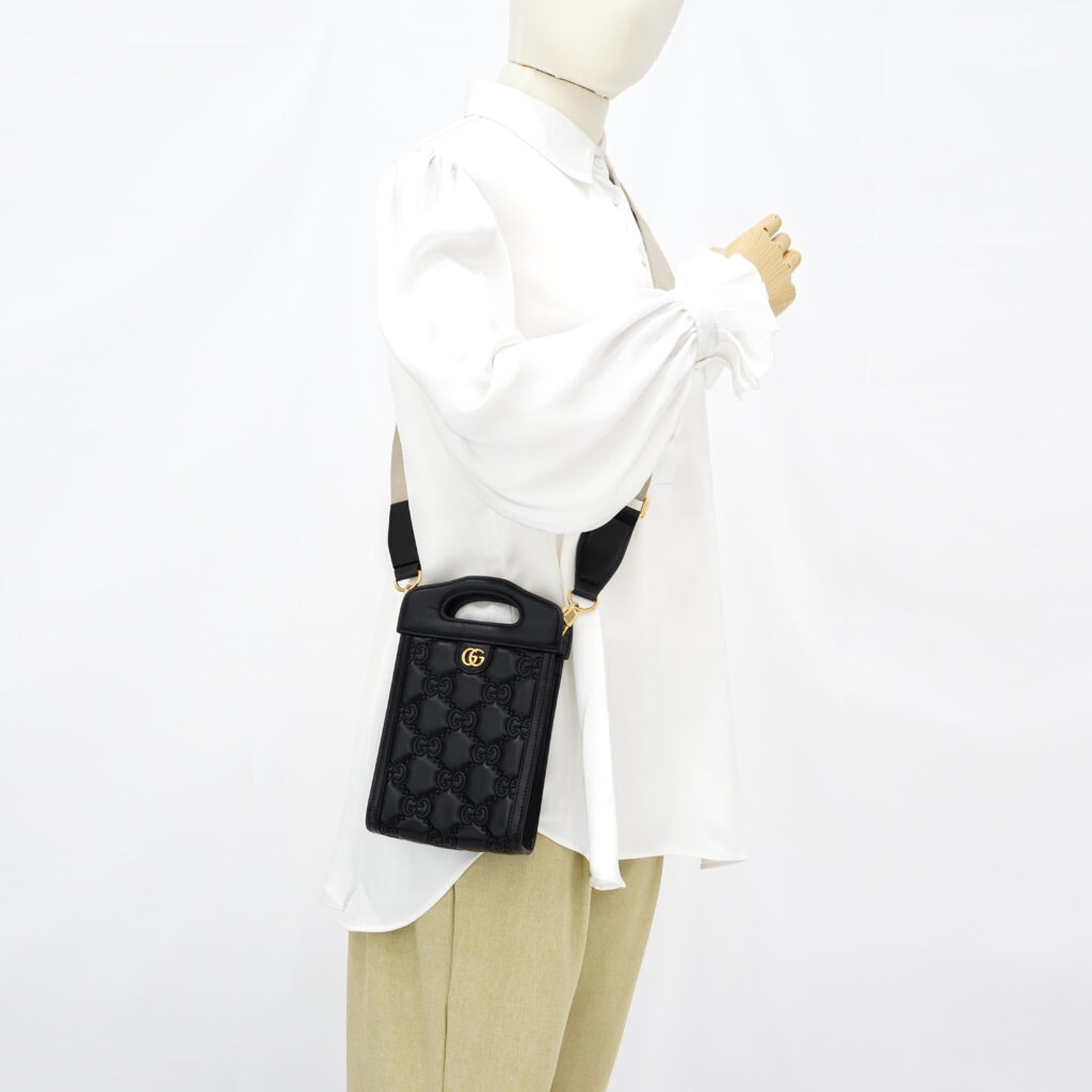 Gucci GG Matelasse Top Handle Leather GG Black GHW
