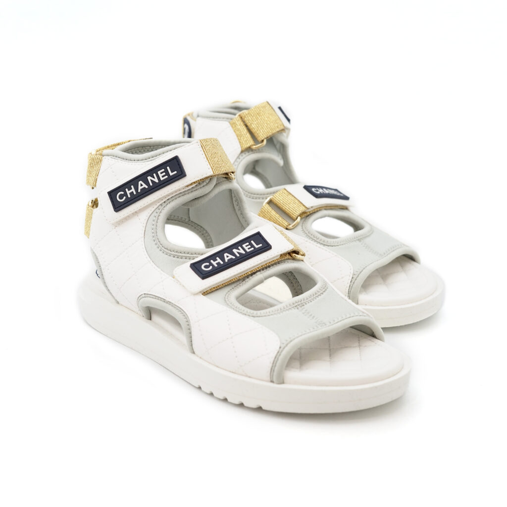 Chanel Gladiator Sandal White Light Grey