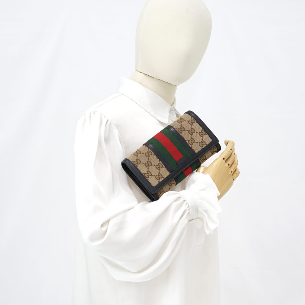 Gucci Ophidia Long Wallet GG Canvas Black GHW