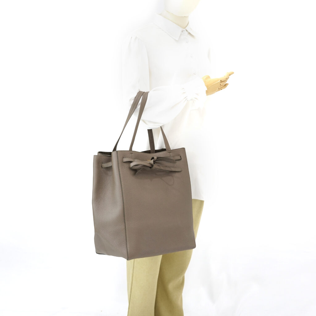 Celine Cabas Phantom Tote Grained Dark Taupe GHW