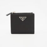 Prada Small Bifold Wallet Saffiano Nero SHW