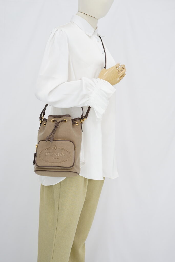 Prada Bucket Jacquard Brown GHW