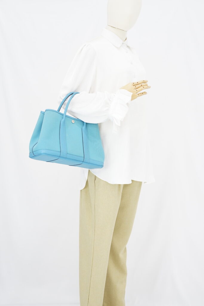 Hermes Garden Party 30 Canvas Bleu De Nord PHW