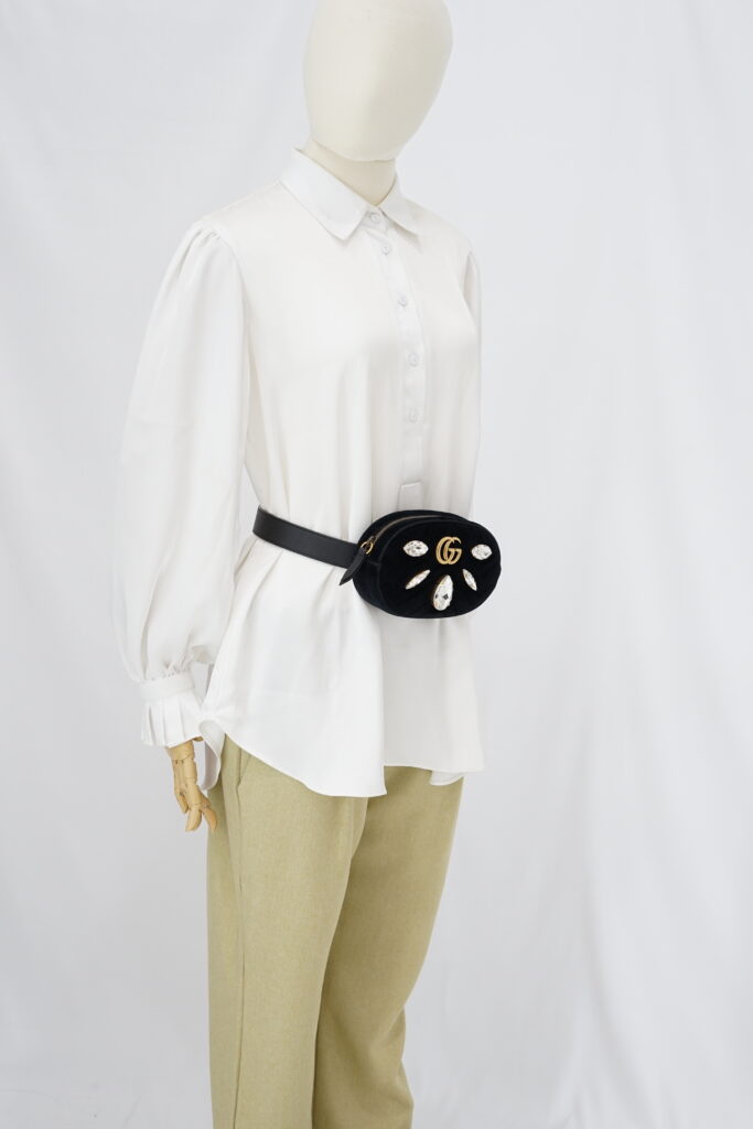 Gucci Marmont Belt Bag Giant Crystal Velvet Black GHW