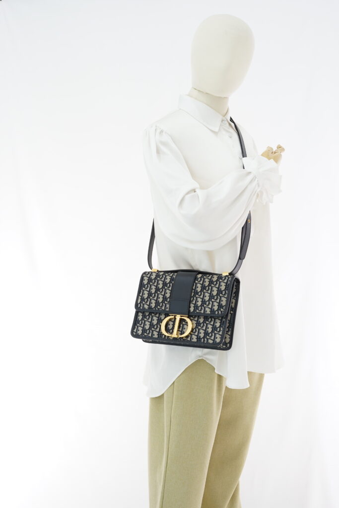 Dior Montaigne 30 Canvas Blue Oblique GHW