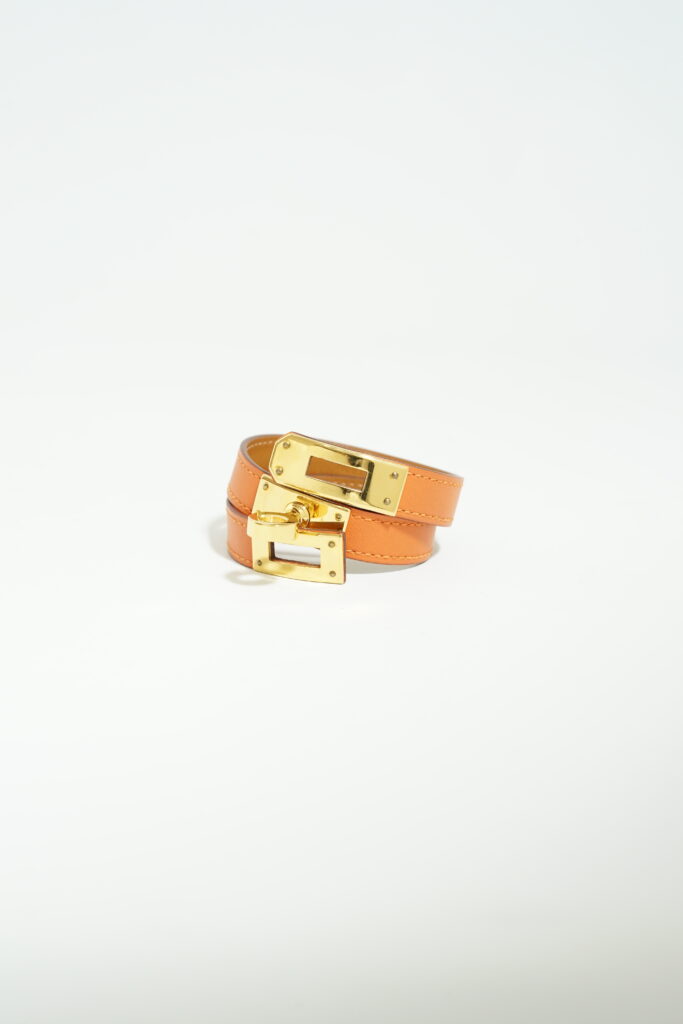 Hermes Kelly Bracelets Double Tour Swift Orange GHW