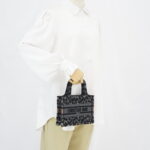 Dior Mini Book Tote Leopard Canvas Grey