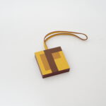 Hermes Letre "F" Bag Charm Jaune/Ebene/Gold