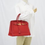 Hermes Birkin 35 Clemence Rouge Casaque GHW