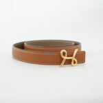 Hermes H Cursive Belt Veau Epsom Gold/Etoupe