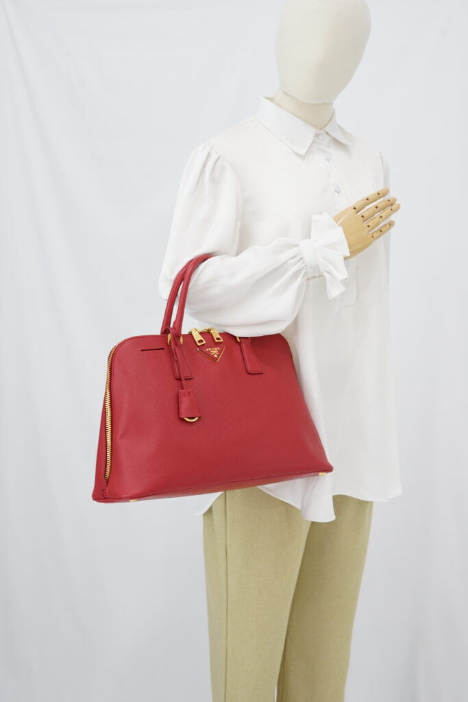 Prada Top Handle Bag Saffiano Lux Fuoco