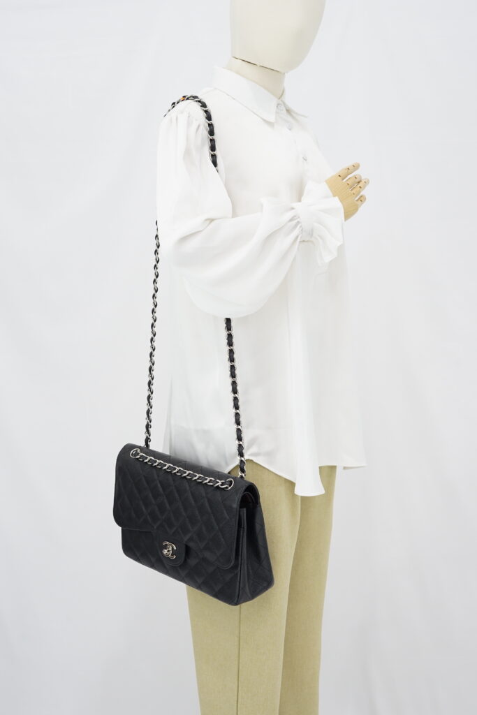 Chanel Jumbo Classic D Flap Caviar Black SHW