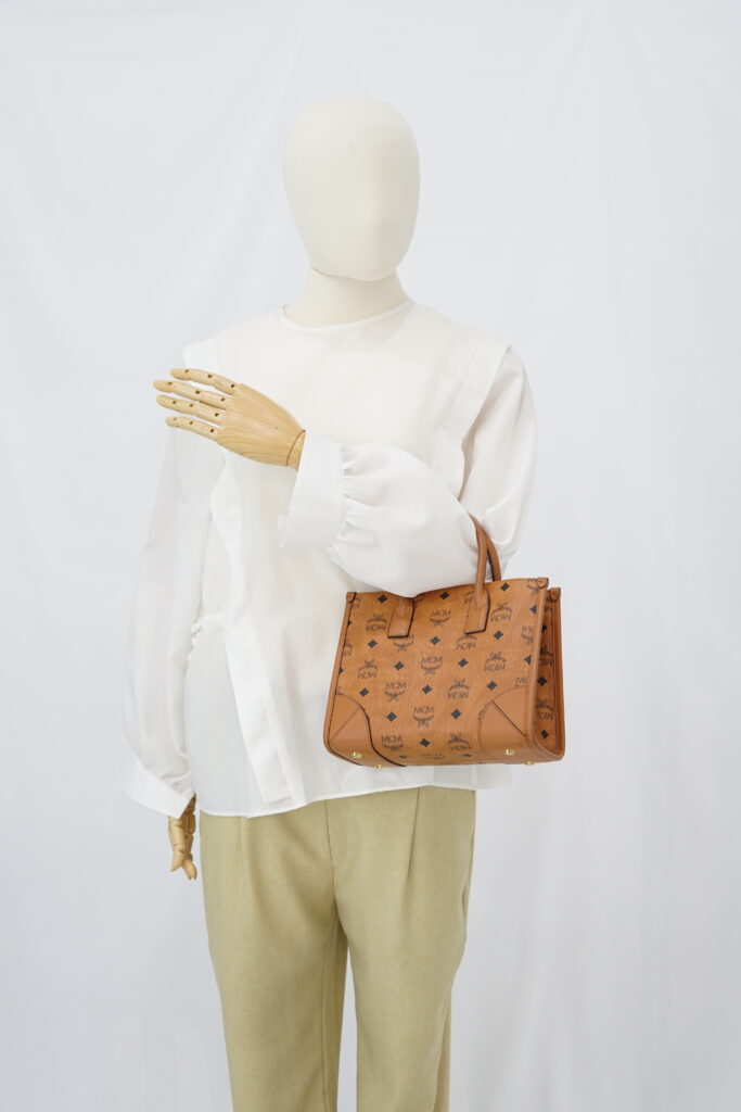 MCM Munchel Small Tote Visetos Canvas Cognac