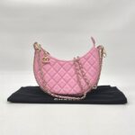 Chanel Half Moon Chain Hobo Bag Pink GHW