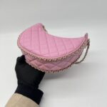 Chanel Half Moon Chain Hobo Bag Pink GHW