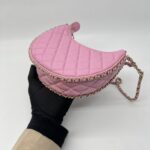 Chanel Half Moon Chain Hobo Bag Pink GHW