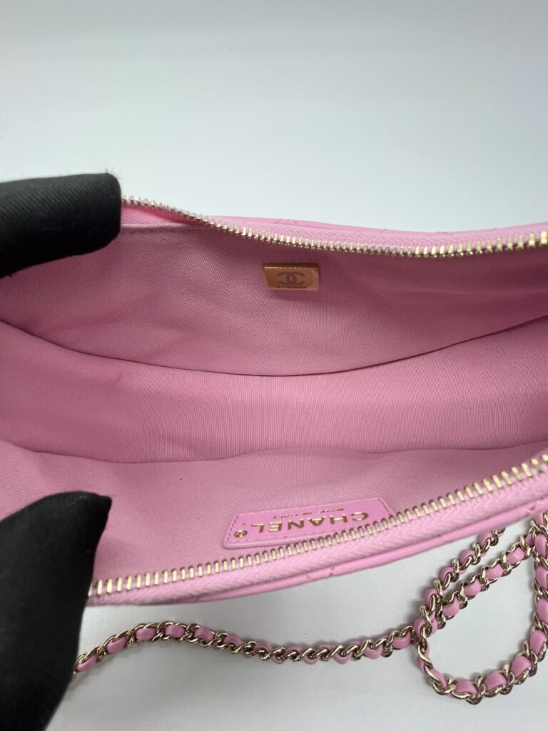 Chanel Half Moon Chain Hobo Bag Pink GHW