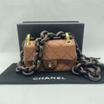 Chanel Mini Flap Rectangle Paris Lambskin Caramel Brown Wood HW
