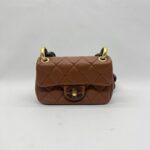 Chanel Mini Flap Rectangle Paris Lambskin Caramel Brown Wood HW