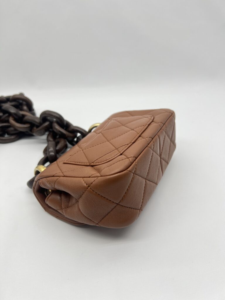 Chanel Mini Flap Rectangle Paris Lambskin Caramel Brown Wood HW