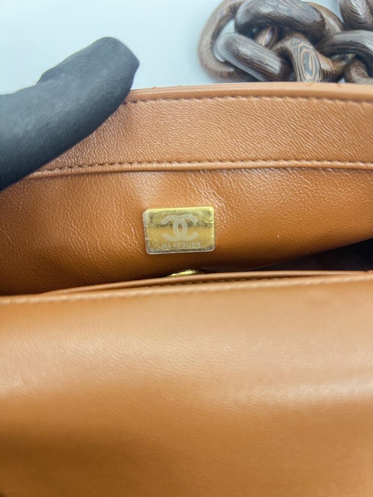 Chanel Mini Flap Rectangle Paris Lambskin Caramel Brown Wood HW