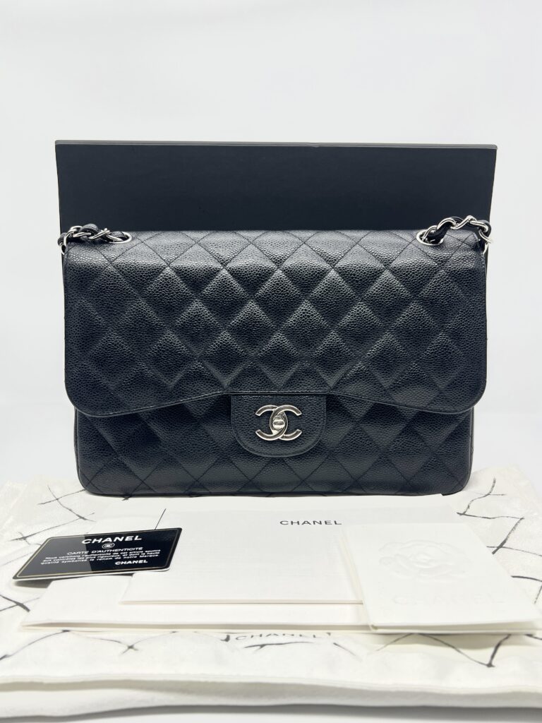 Chanel Jumbo Classic D Flap Caviar Black SHW