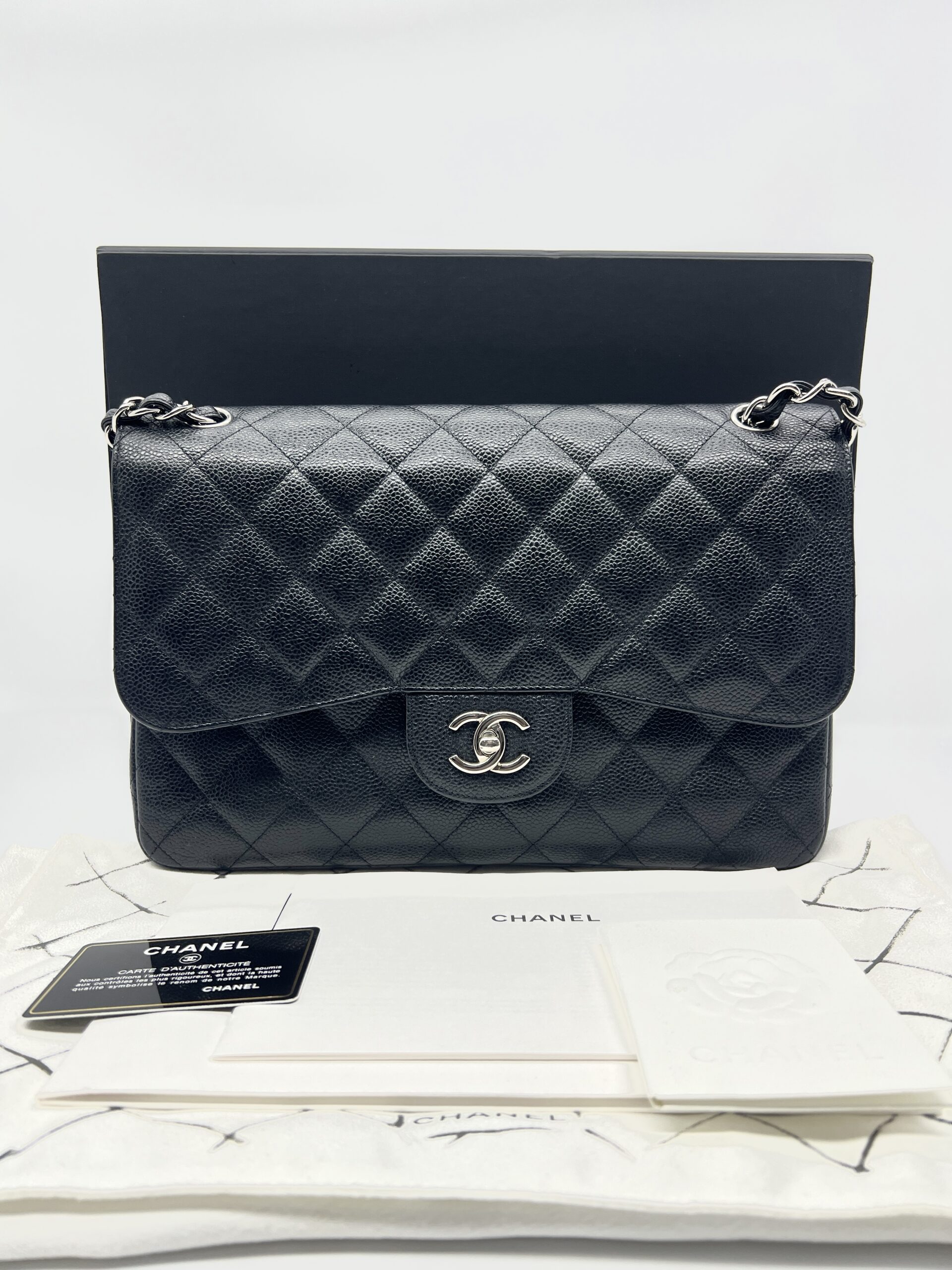 Chanel Jumbo Classic D Flap Caviar Black SHW