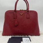 Prada Top Handle Bag Saffiano Lux Fuoco
