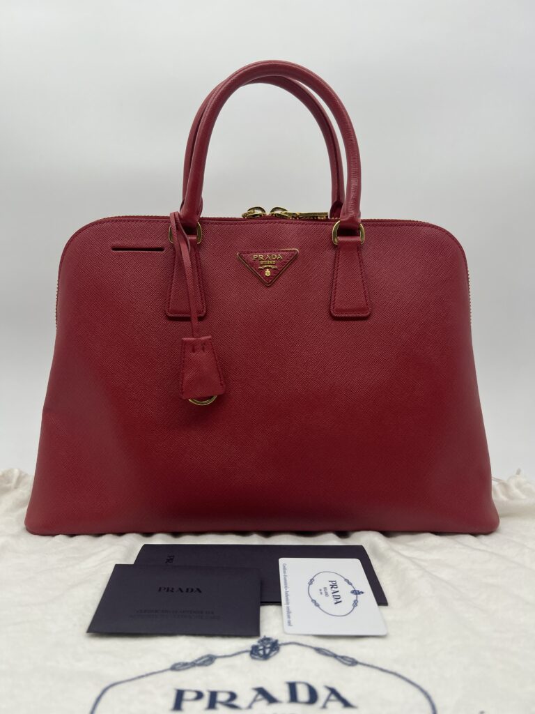 Prada Top Handle Bag Saffiano Lux Fuoco
