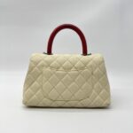 Chanel Small Coco Handle Ivory Caviar Red Lizard RHW