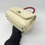 Chanel Small Coco Handle Ivory Caviar Red Lizard RHW