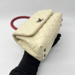 Chanel Small Coco Handle Ivory Caviar Red Lizard RHW