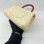 Chanel Small Coco Handle Ivory Caviar Red Lizard RHW