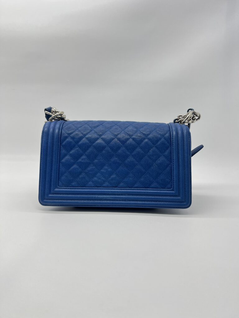 Chanel Boy Medium 25 Blue Caviar SHW