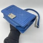 Chanel Boy Medium 25 Blue Caviar SHW