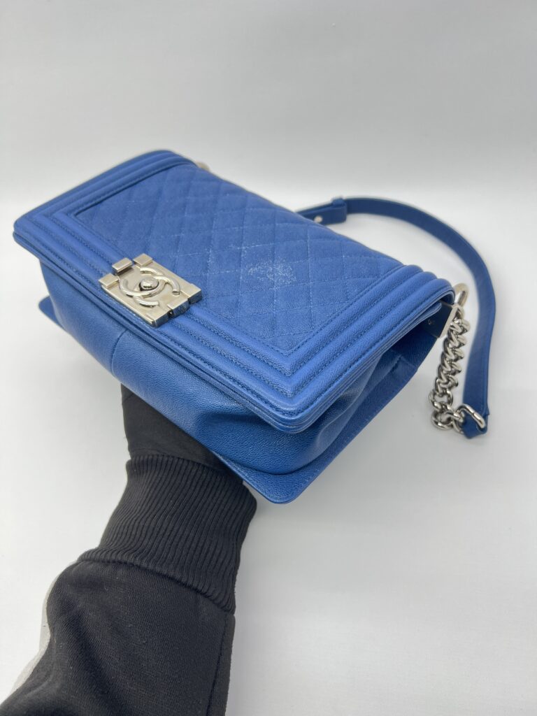 Chanel Boy Medium 25 Blue Caviar SHW