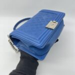 Chanel Boy Medium 25 Blue Caviar SHW