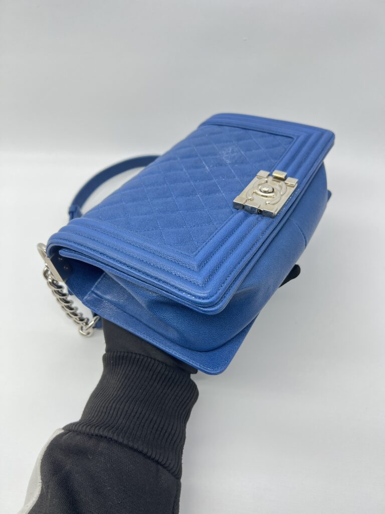 Chanel Boy Medium 25 Blue Caviar SHW